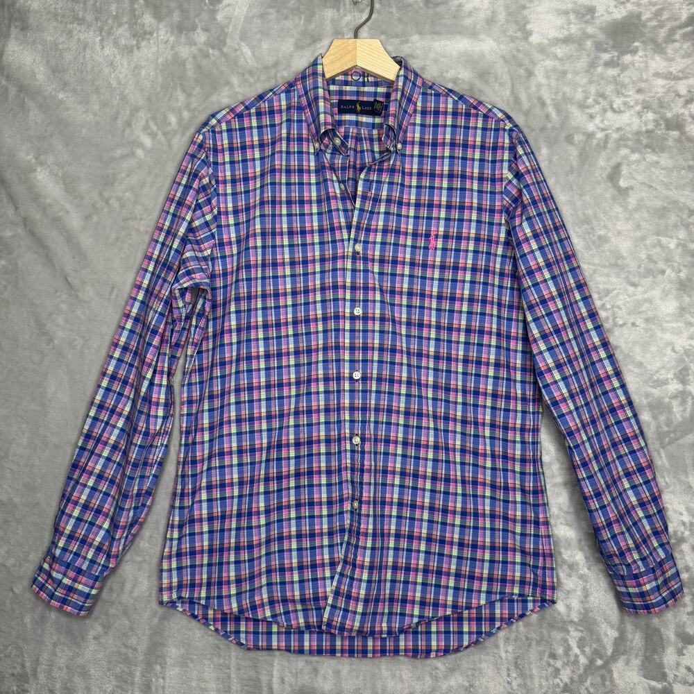 Ralph Lauren Shirt Mens Medium Multicolor Plaid Long Sleeve Button Down Cotton
